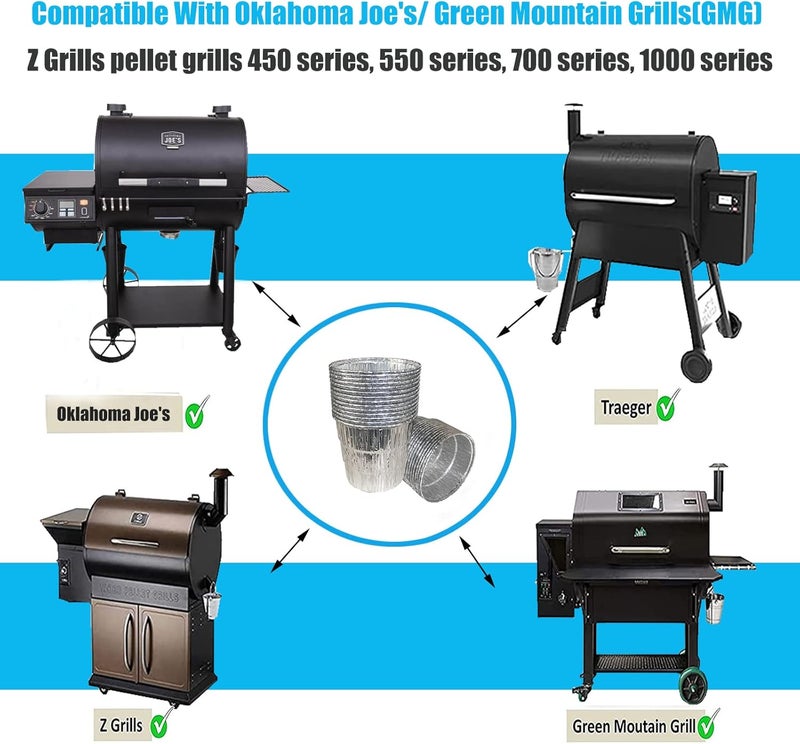 DONSIQIZZ 40 عبوة بطانة دلو الشحوم لسلسلة Traeger Pro 575/780، 20/22/34، Ironwood 650/885، Z Grills، Grills Green Mountain (GMG)، صينية تصريف الشواء لـ Traeger BAC407z من الألمنيوم القابل للتصرف. - Image 5